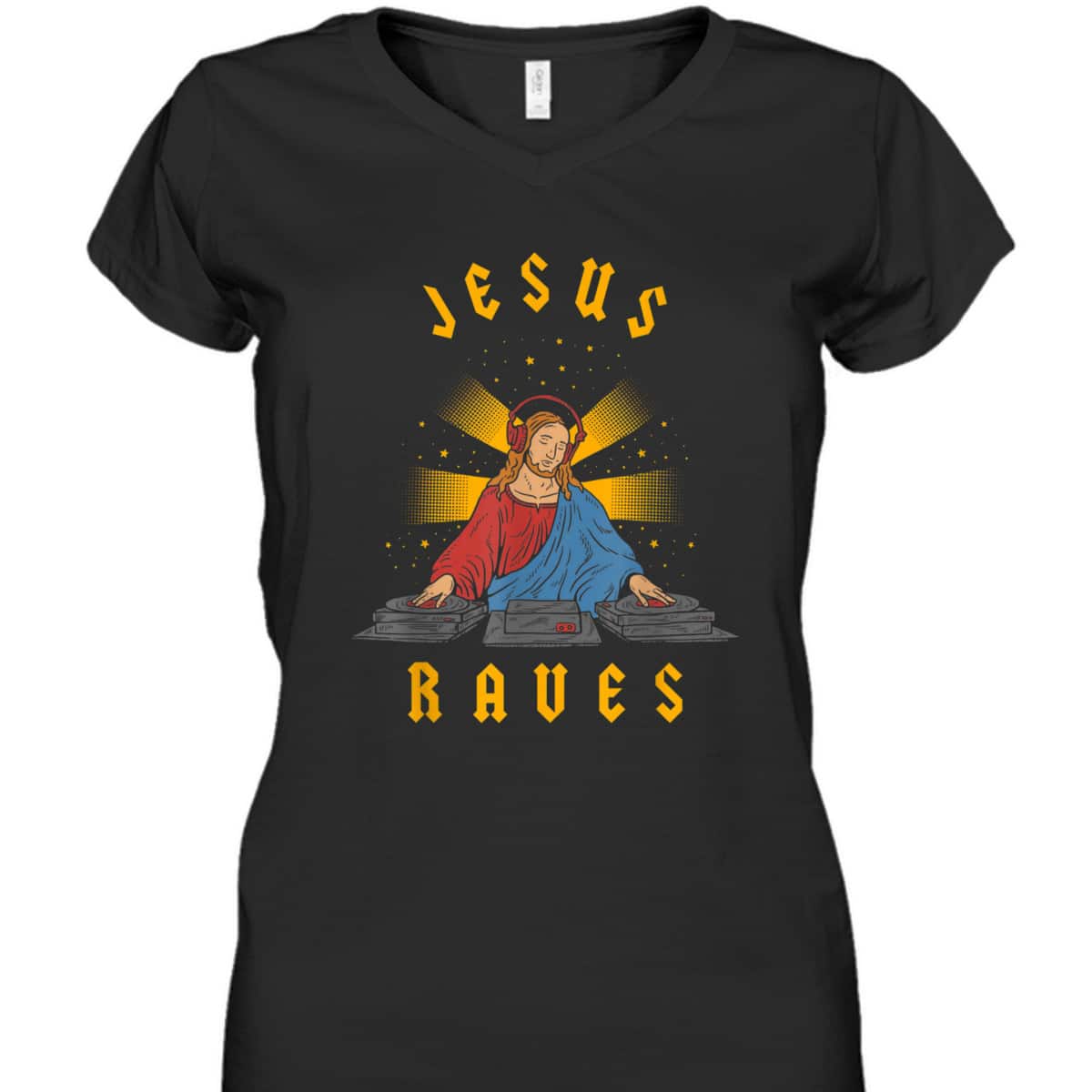 Jesus Raves Funny Christian T-Shirt DJ Jesus Dance Party Jesus Raves Funny Christian T-Shirt DJ Jesus Dance Party