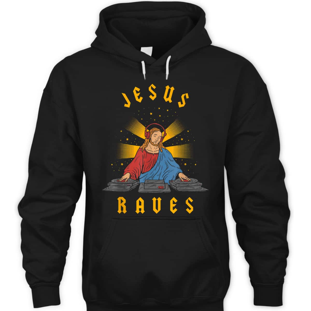 Jesus Raves Funny Christian T-Shirt DJ Jesus Dance Party 