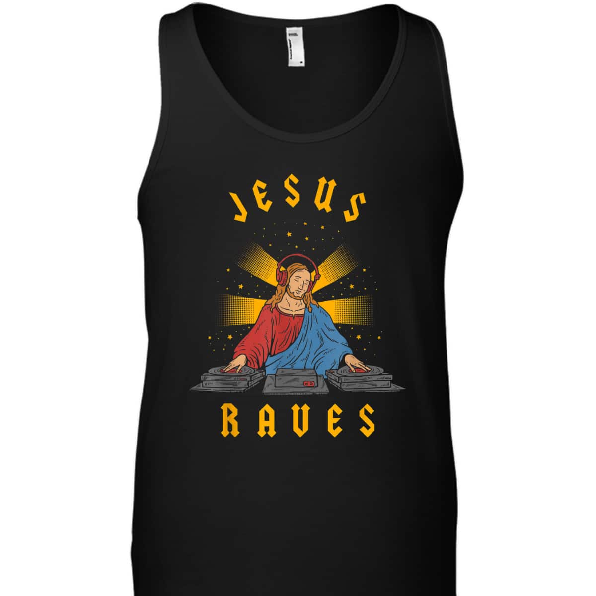 Jesus Raves Funny Christian T-Shirt DJ Jesus Dance Party 