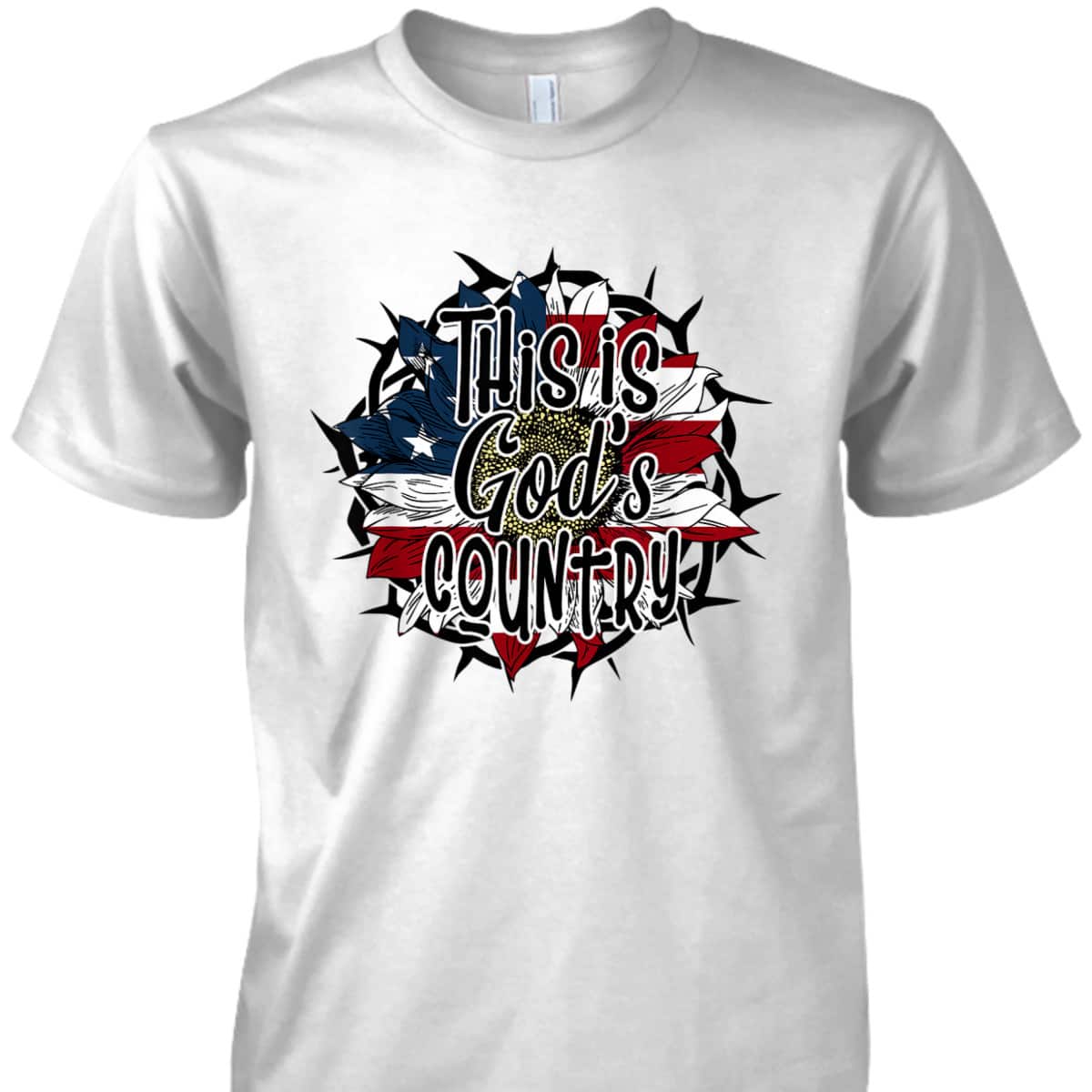 This Is God's USA Country T-Shirt American Flag Sunflower This Is God's USA Country T-Shirt American Flag Sunflower