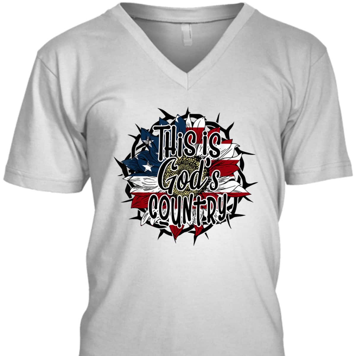 This Is God's USA Country T-Shirt American Flag Sunflower This Is God's USA Country T-Shirt American Flag Sunflower