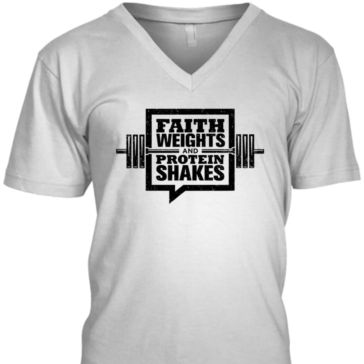 Faith Weights And Protein Shakes T-Shirt Christian Gymer Gift Faith Weights And Protein Shakes T-Shirt Christian Gymer Gift