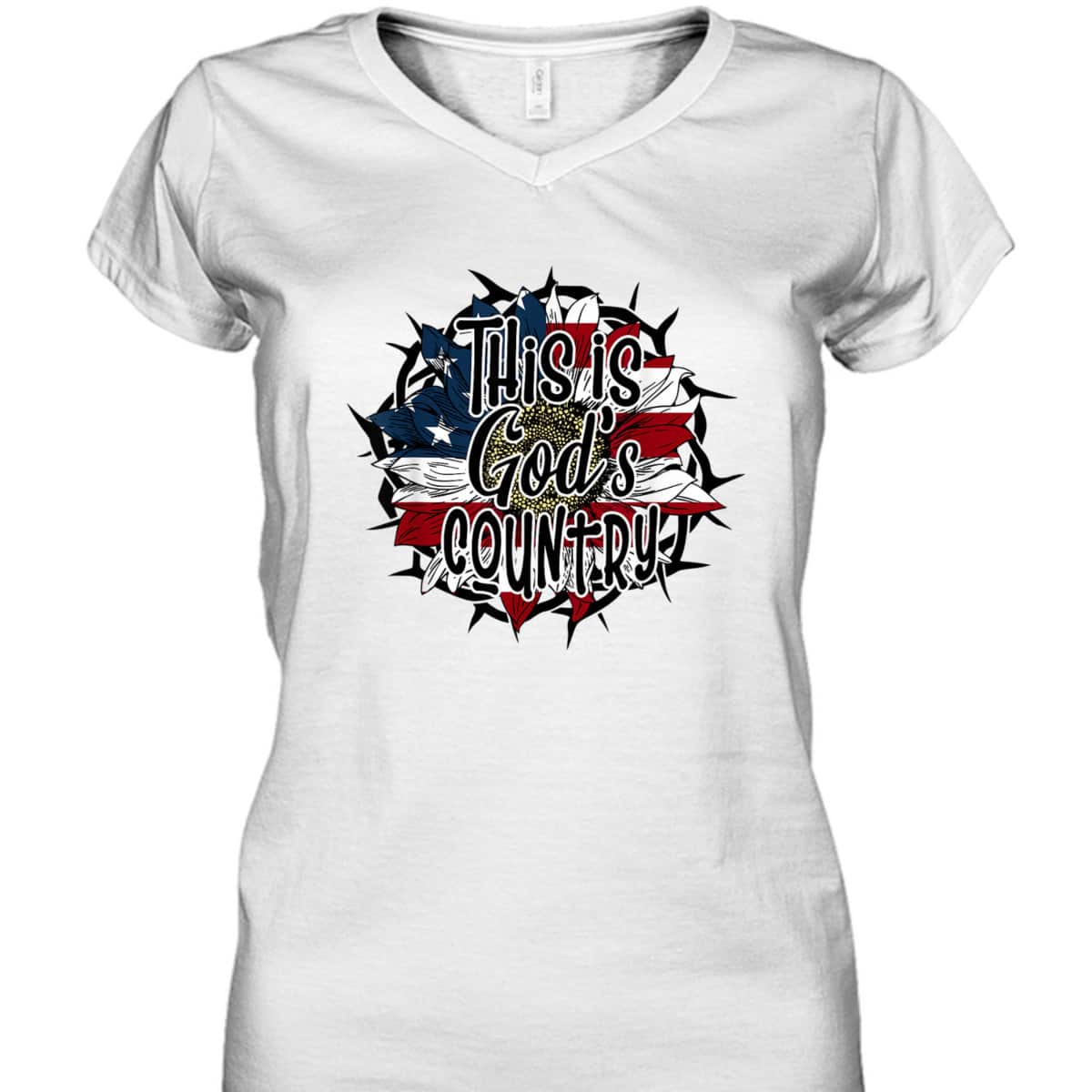 This Is God's USA Country T-Shirt American Flag Sunflower This Is God's USA Country T-Shirt American Flag Sunflower