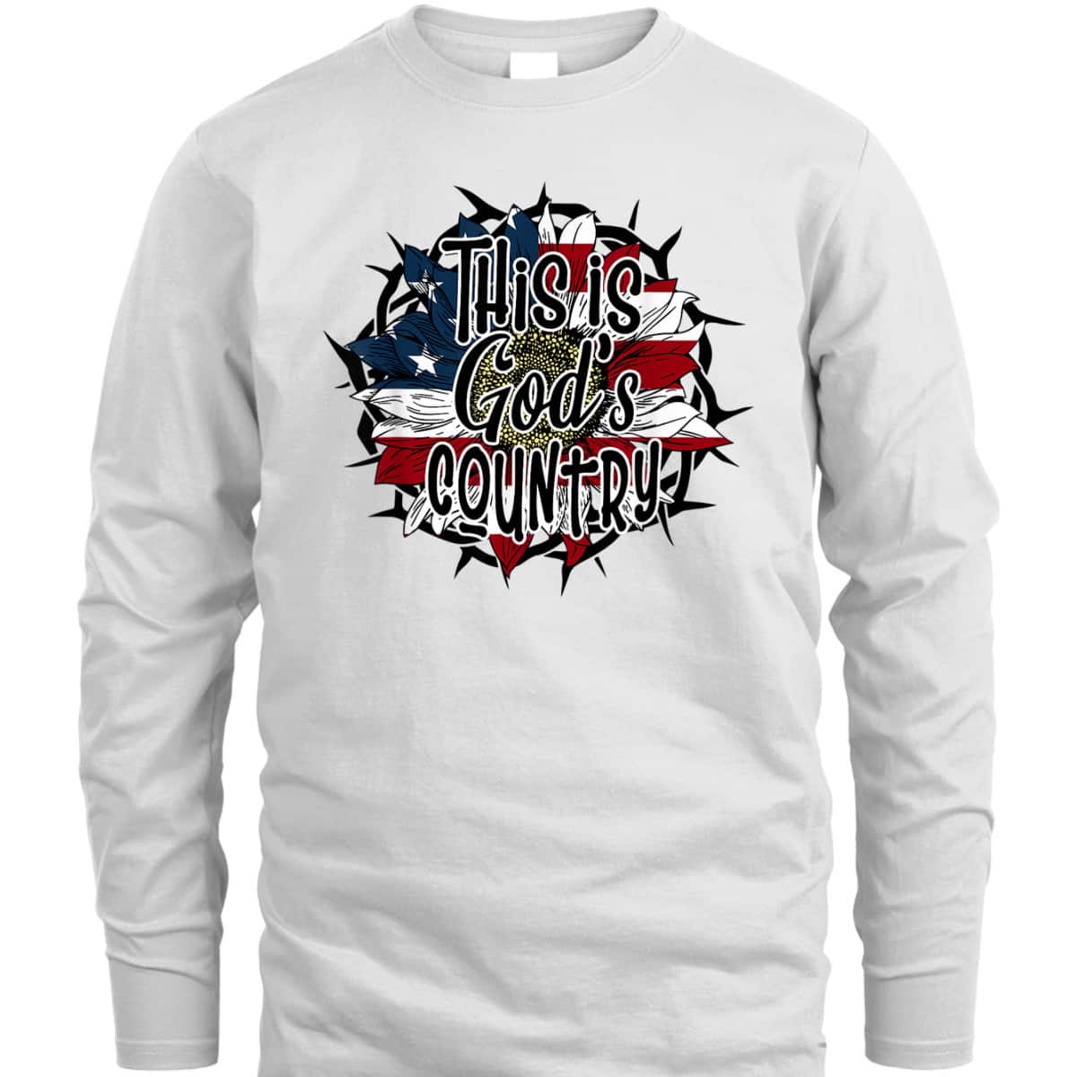 This Is God's USA Country T-Shirt American Flag Sunflower This Is God's USA Country T-Shirt American Flag Sunflower