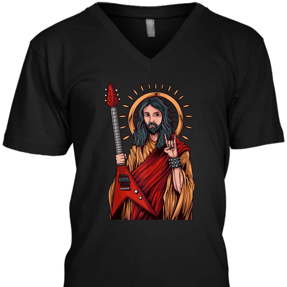 Jesus The Heavy Metal Guitarist Funny Christian T-Shirt