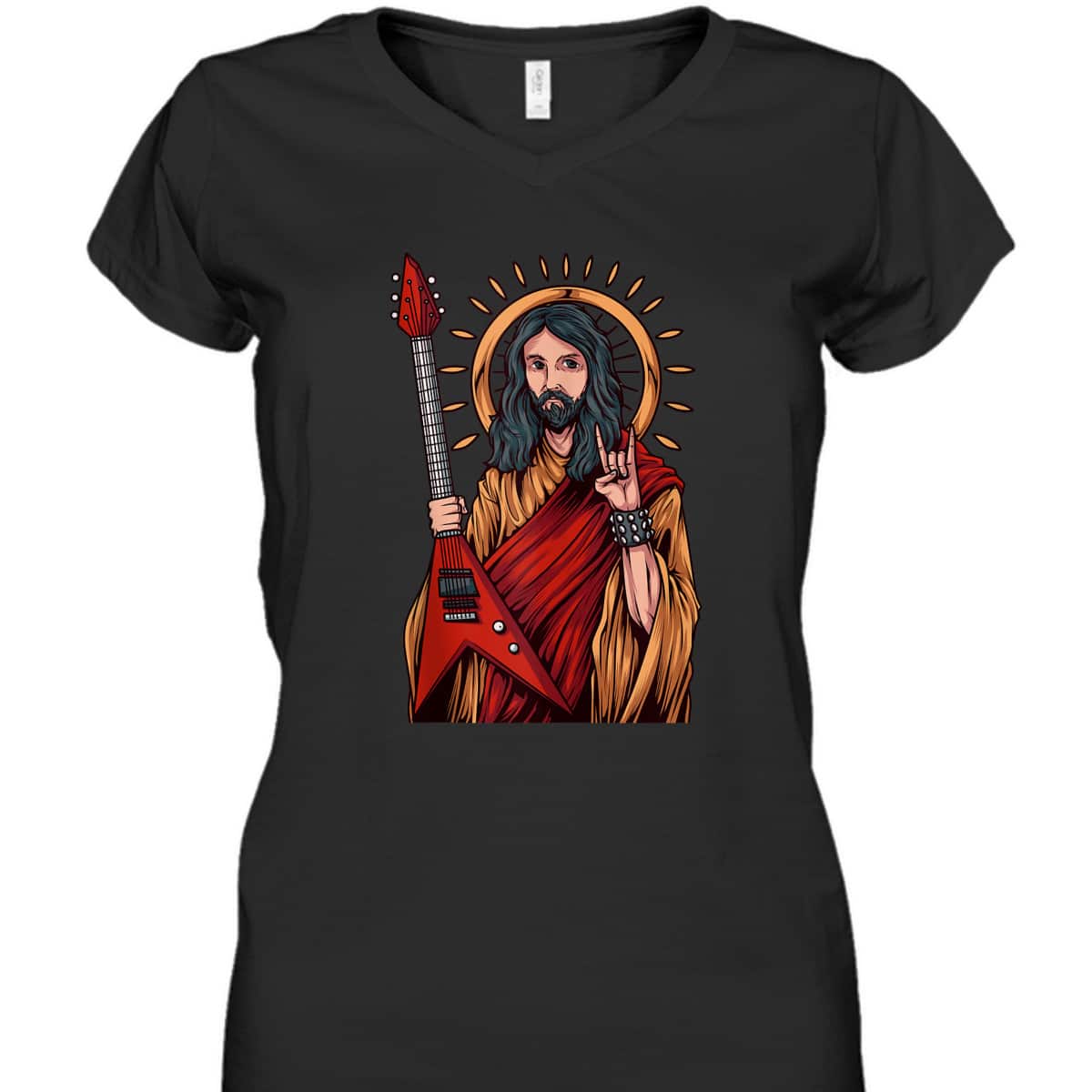 Jesus The Heavy Metal Guitarist Funny Christian T-Shirt