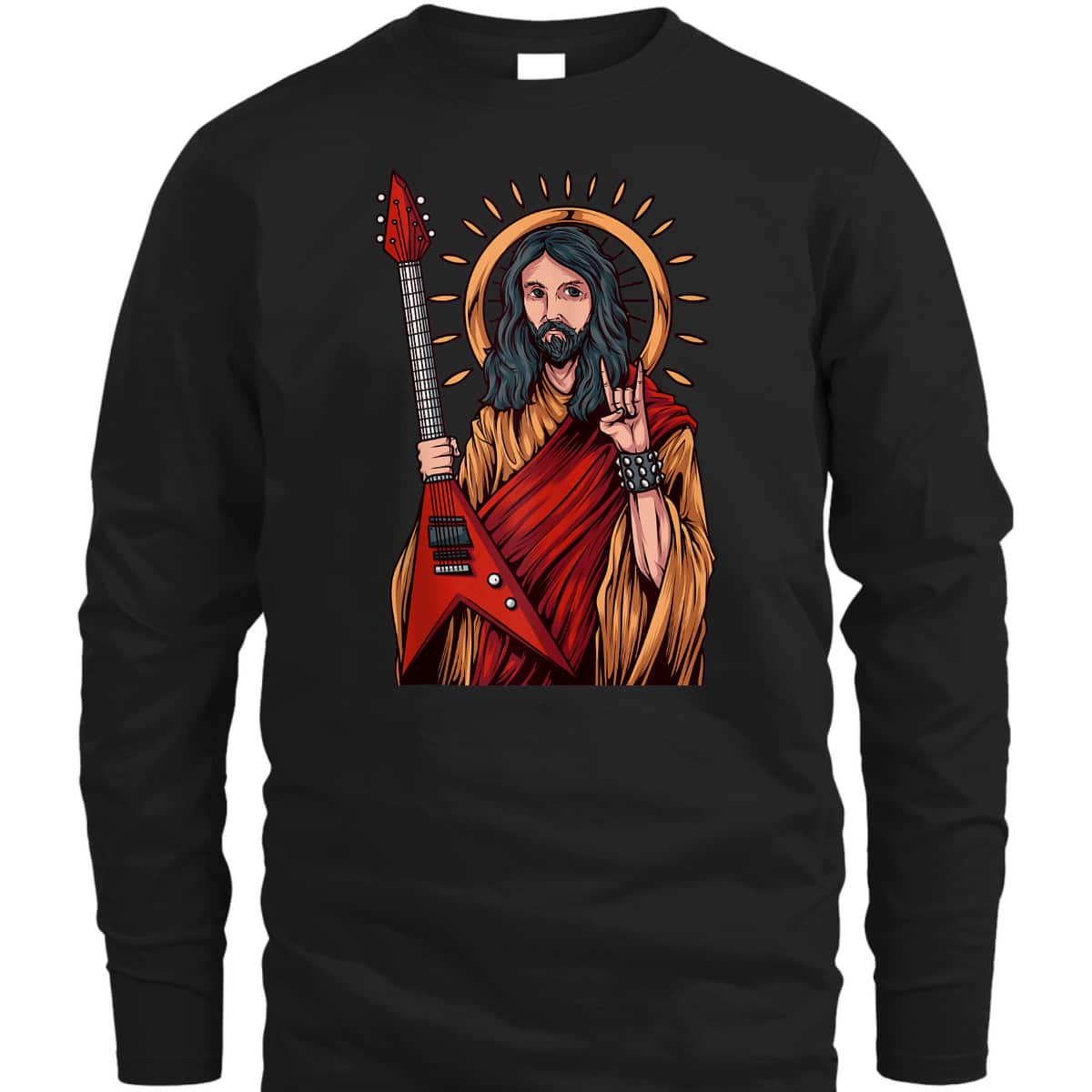 Jesus The Heavy Metal Guitarist Funny Christian T-Shirt