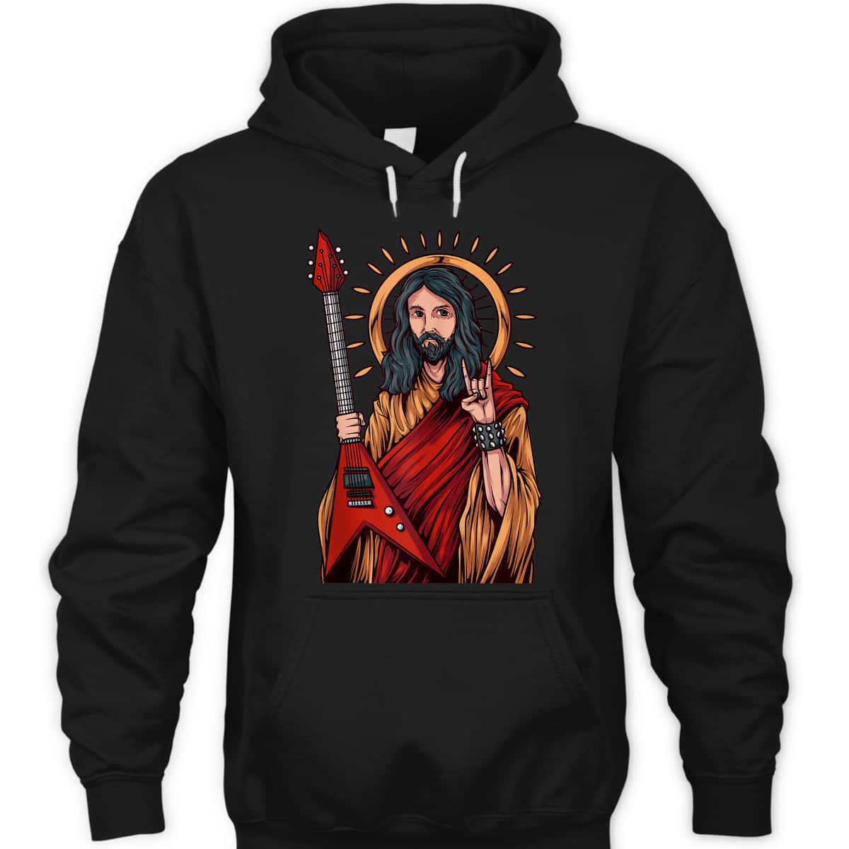 Jesus The Heavy Metal Guitarist Funny Christian T-Shirt