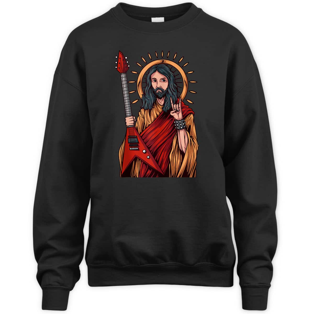 Jesus The Heavy Metal Guitarist Funny Christian T-Shirt Jesus The Heavy Metal Guitarist Funny Christian T-Shirt