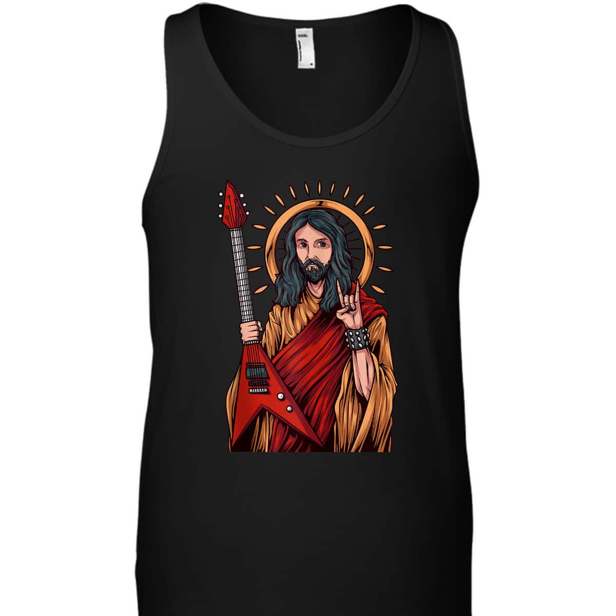 Jesus The Heavy Metal Guitarist Funny Christian T-Shirt