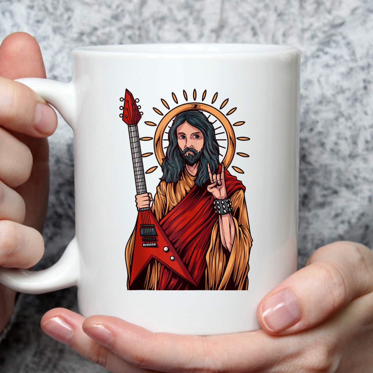 Jesus The Heavy Metal Guitarist Funny Christian T-Shirt