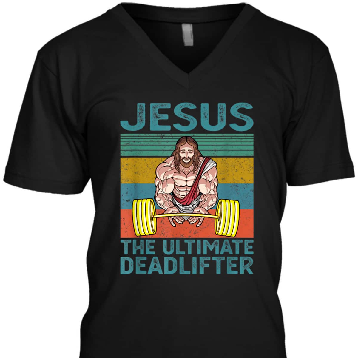 Vintage Funny Christian Gymer T-Shirt Jesus The Ultimate Deadlifter