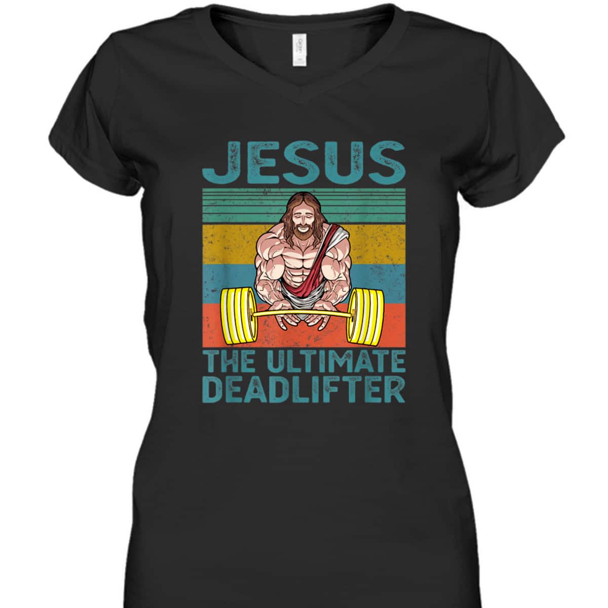 Vintage Funny Christian Gymer T-Shirt Jesus The Ultimate Deadlifter