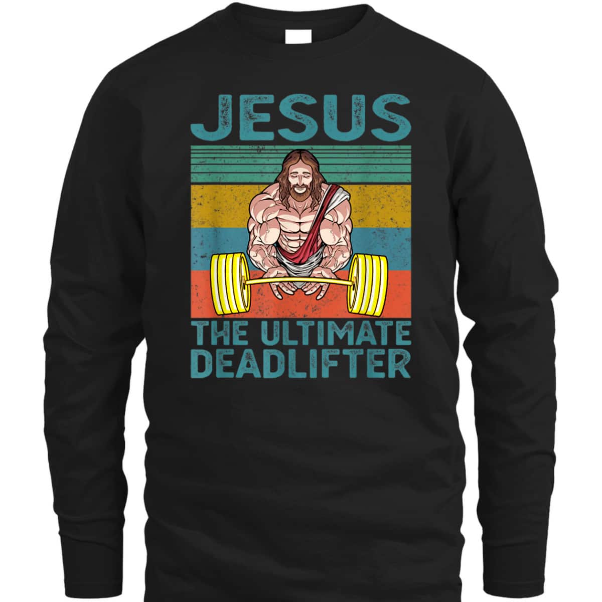 Vintage Funny Christian Gymer T-Shirt Jesus The Ultimate Deadlifter