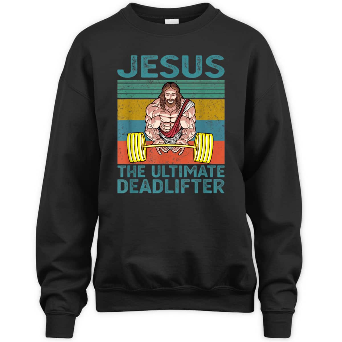 Vintage Funny Christian Gymer T-Shirt Jesus The Ultimate Deadlifter