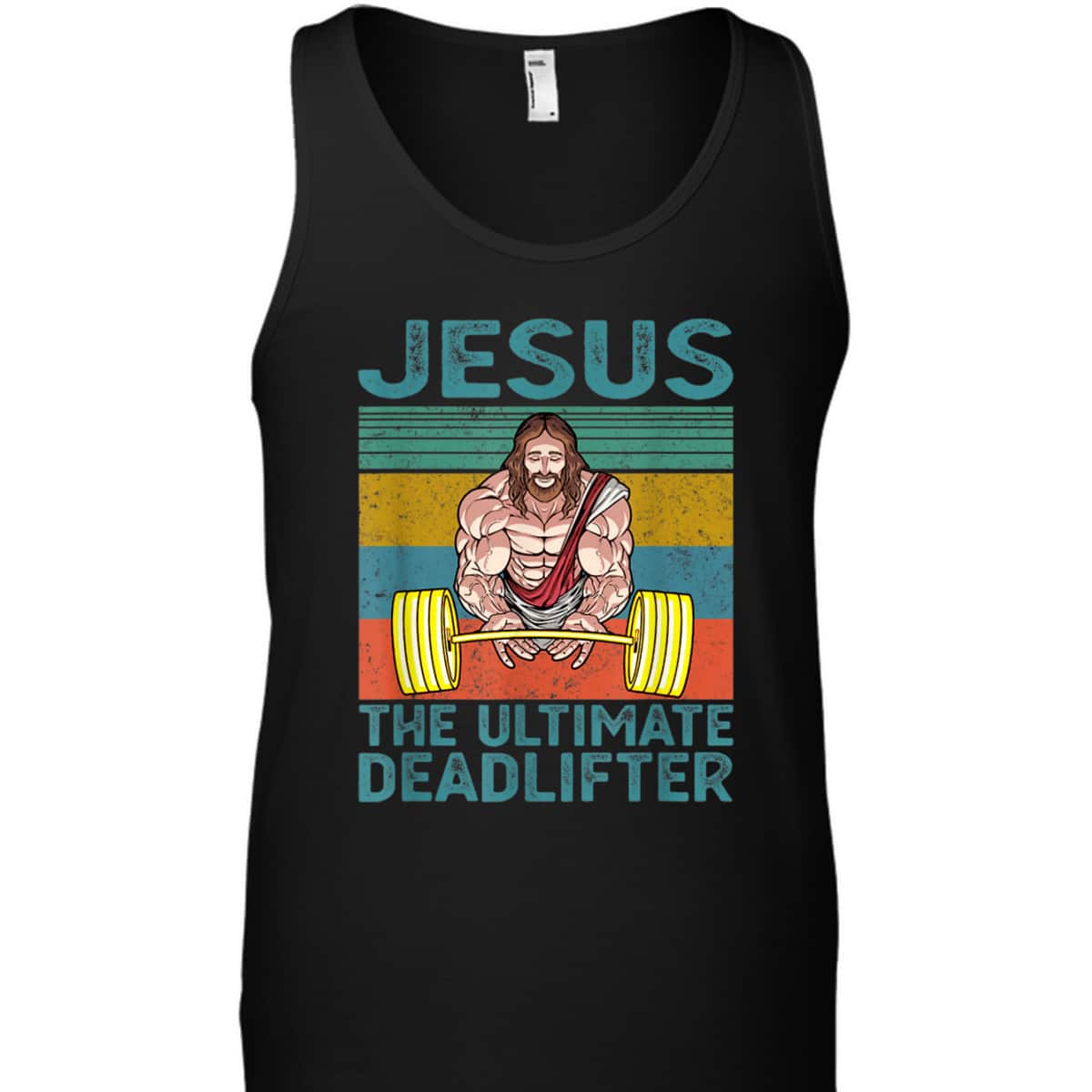Vintage Funny Christian Gymer T-Shirt Jesus The Ultimate Deadlifter