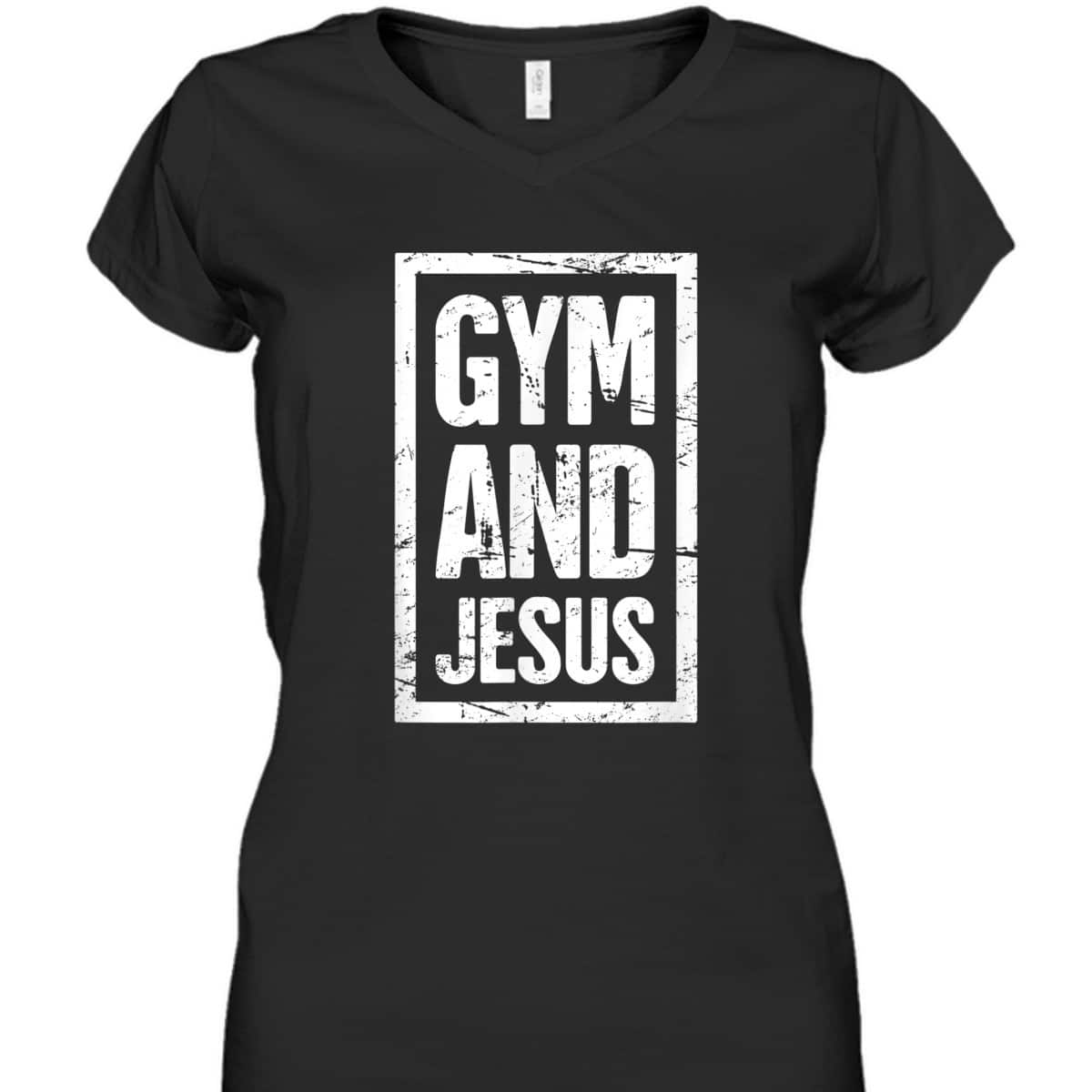Gym And Jesus T-Shirt Christian Workout Gymer Gift