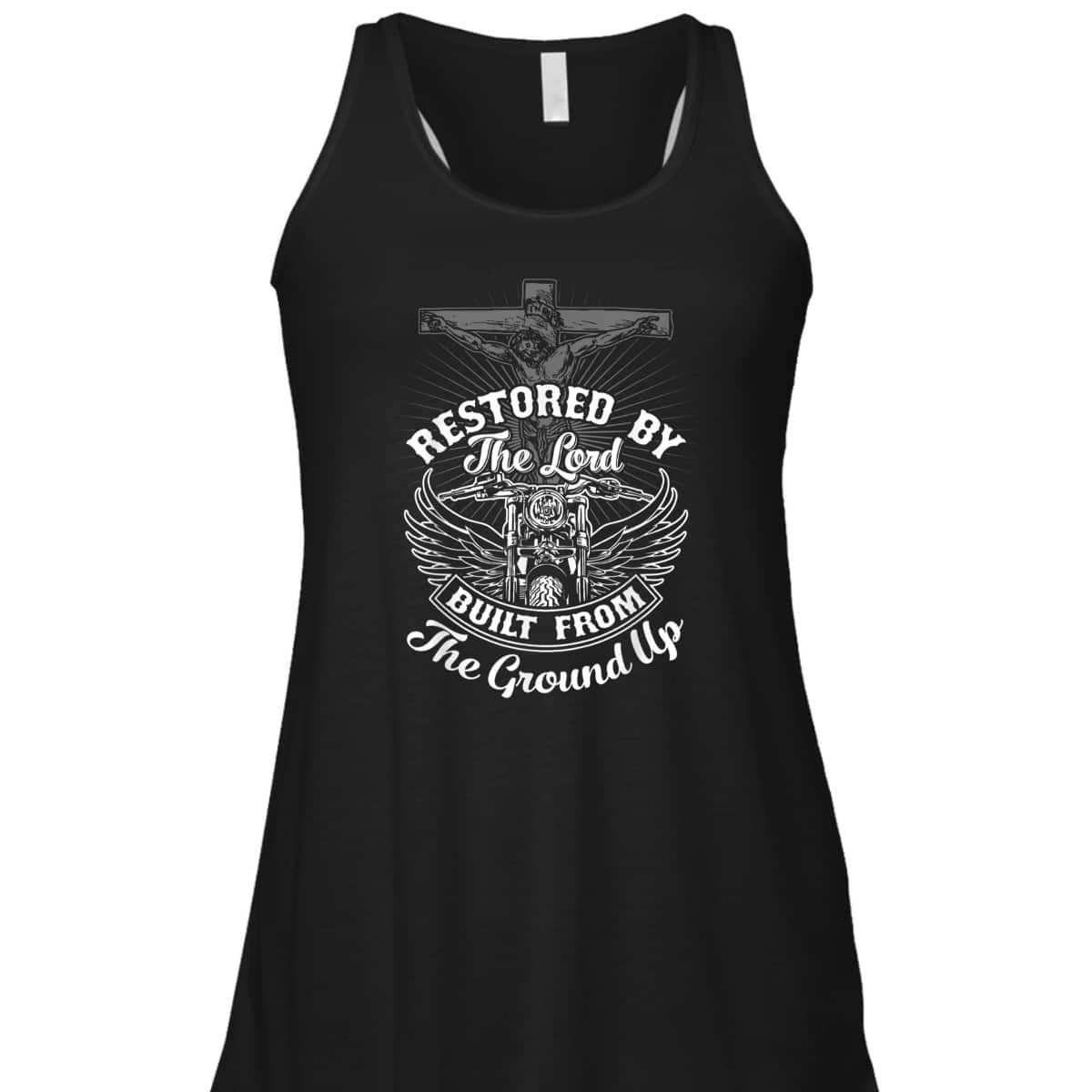 Christian Biker Motorcycle Jesus Restored By The Lord T-Shirt Christian Biker Motorcycle Jesus Restored By The Lord T-Shirt