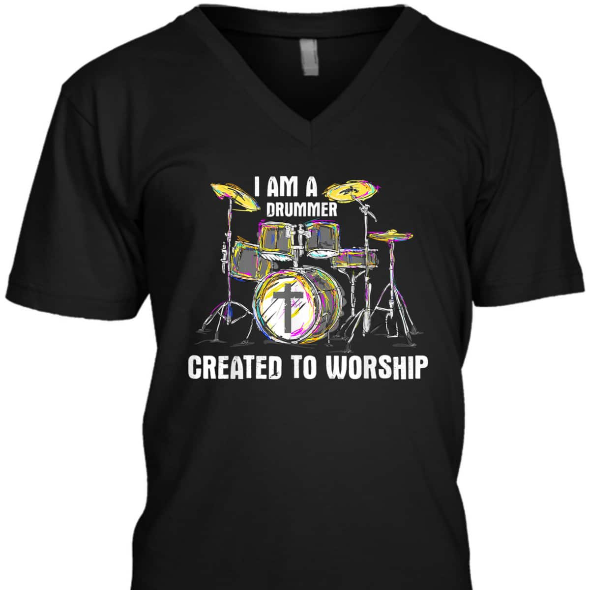I Am A Drummer Created To Worship T-Shirt Christian Musician