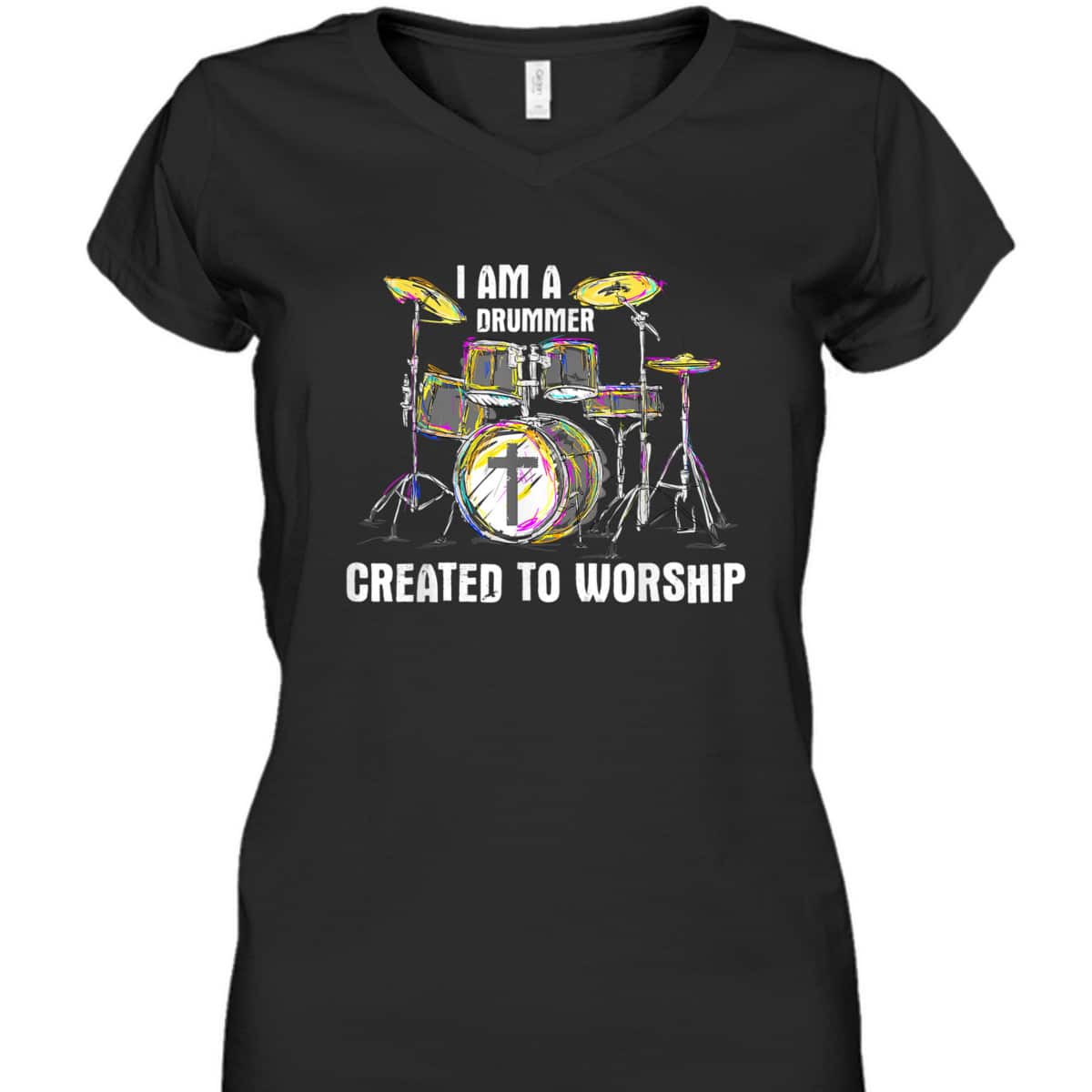 I Am A Drummer Created To Worship T-Shirt Christian Musician