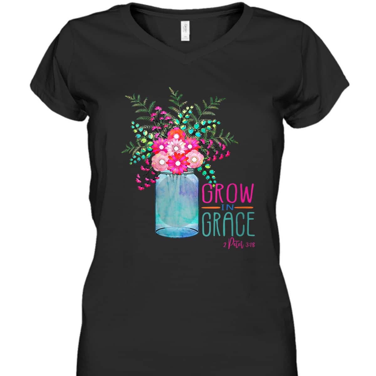 Flower Garden Grow In Grace 2 Peter 3:18 Christian Bible Verse T-Shirt