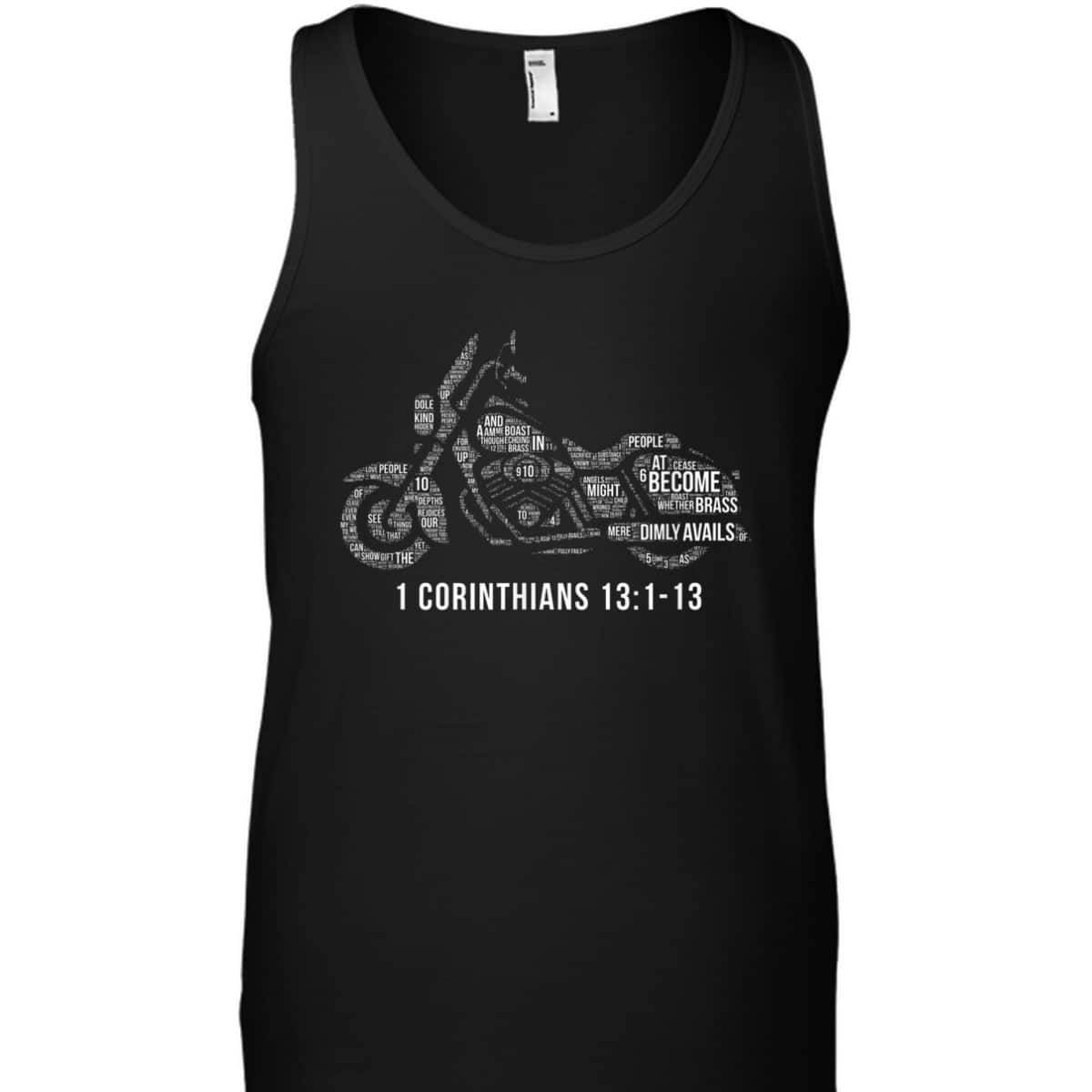 Bible Verse T-Shirt 1 Corinthians 13 Christian Biker Motorcycle Religious Gift