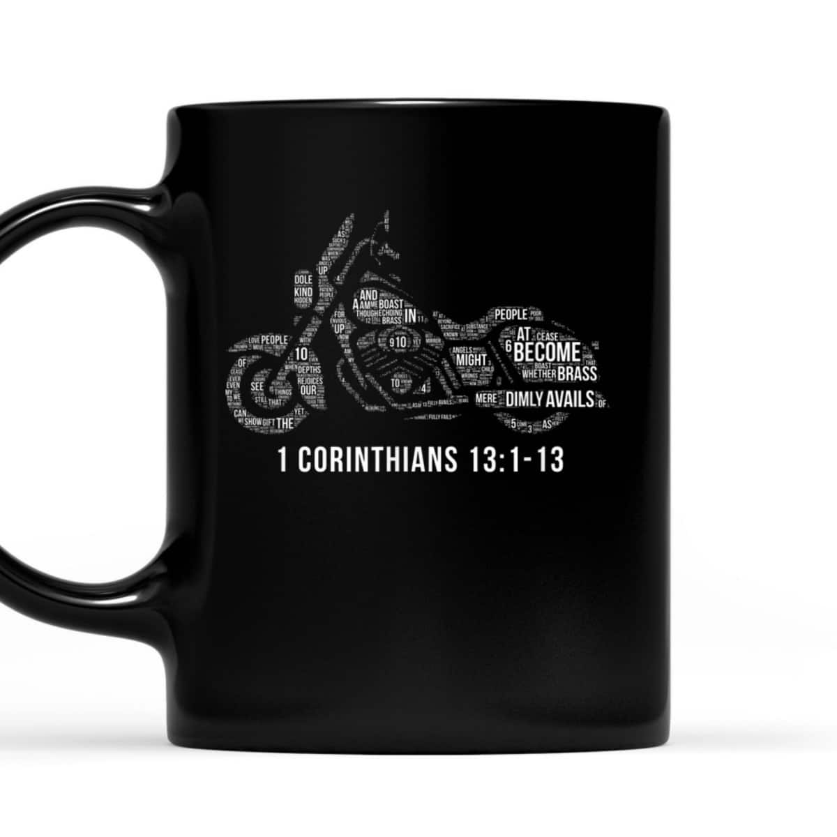 Bible Verse T-Shirt 1 Corinthians 13 Christian Biker Motorcycle Religious Gift