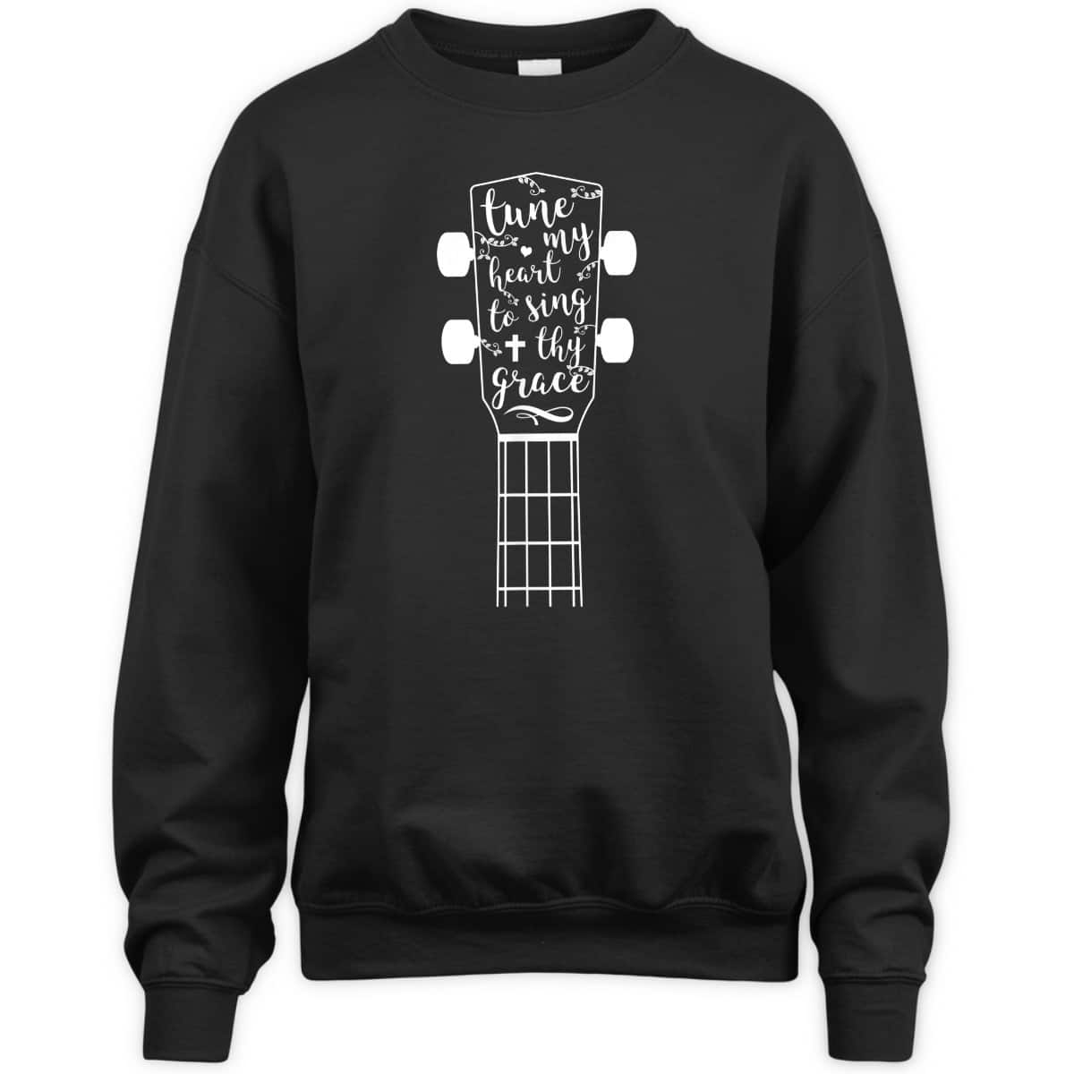 Music Tune My Heart To Sing Thy Grace Ukulele Neck T-Shirt Music Tune My Heart To Sing Thy Grace Ukulele Neck T-Shirt