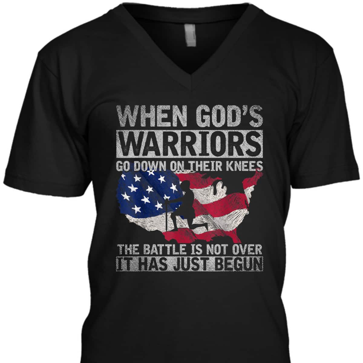 When God's Warriors God Down On Their Knees It Has Just Begun Armor Of God T-Shirt US Flag Patriotic When God's Warriors God Down On Their Knees It Has Just Begun Armor Of God T-Shirt US Flag Patriotic