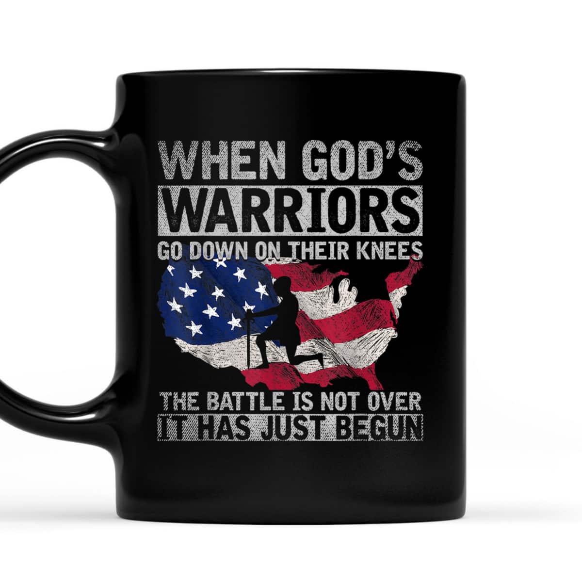 When God's Warriors God Down On Their Knees It Has Just Begun Armor Of God T-Shirt US Flag Patriotic