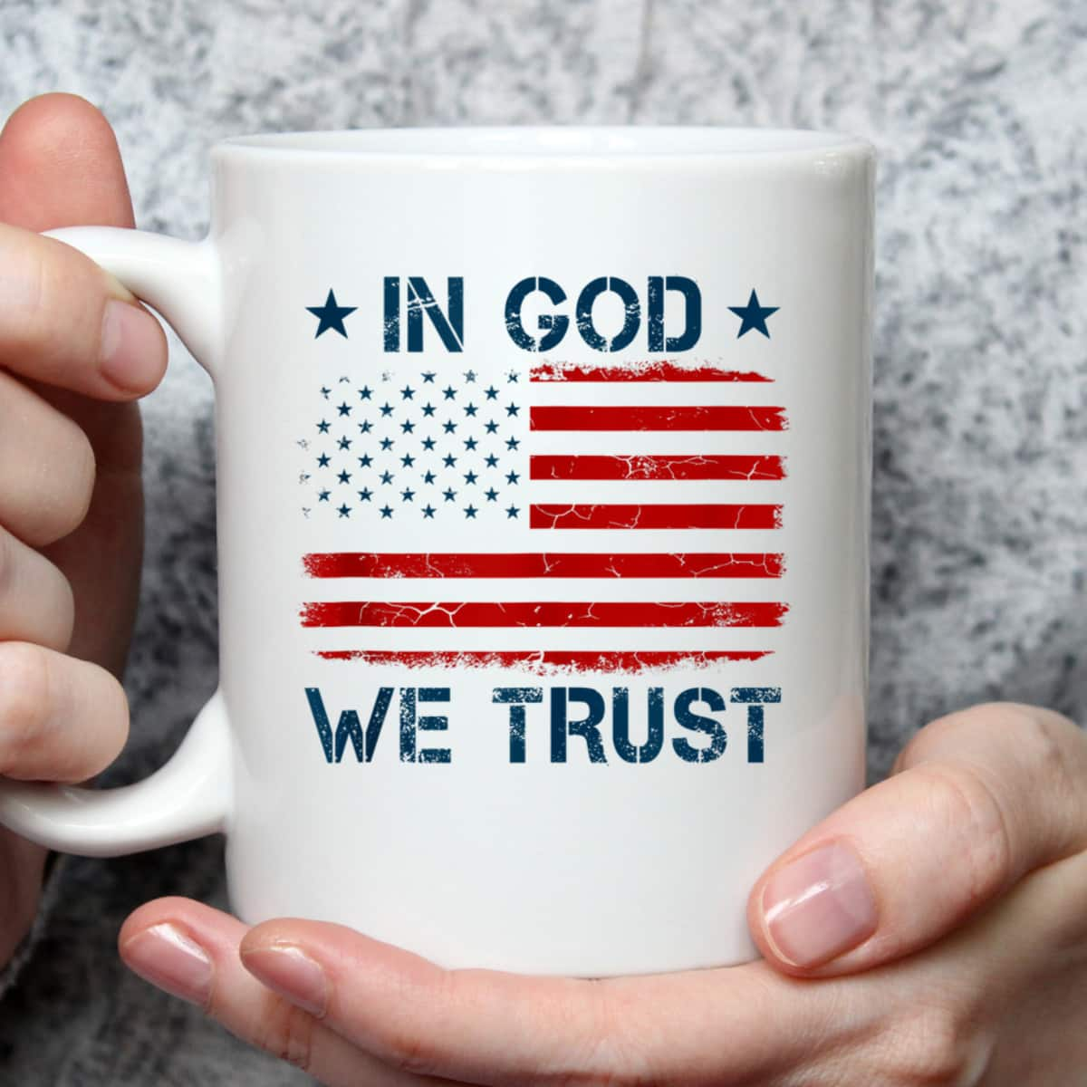 Vintage US American Flag In God We Trust Mug