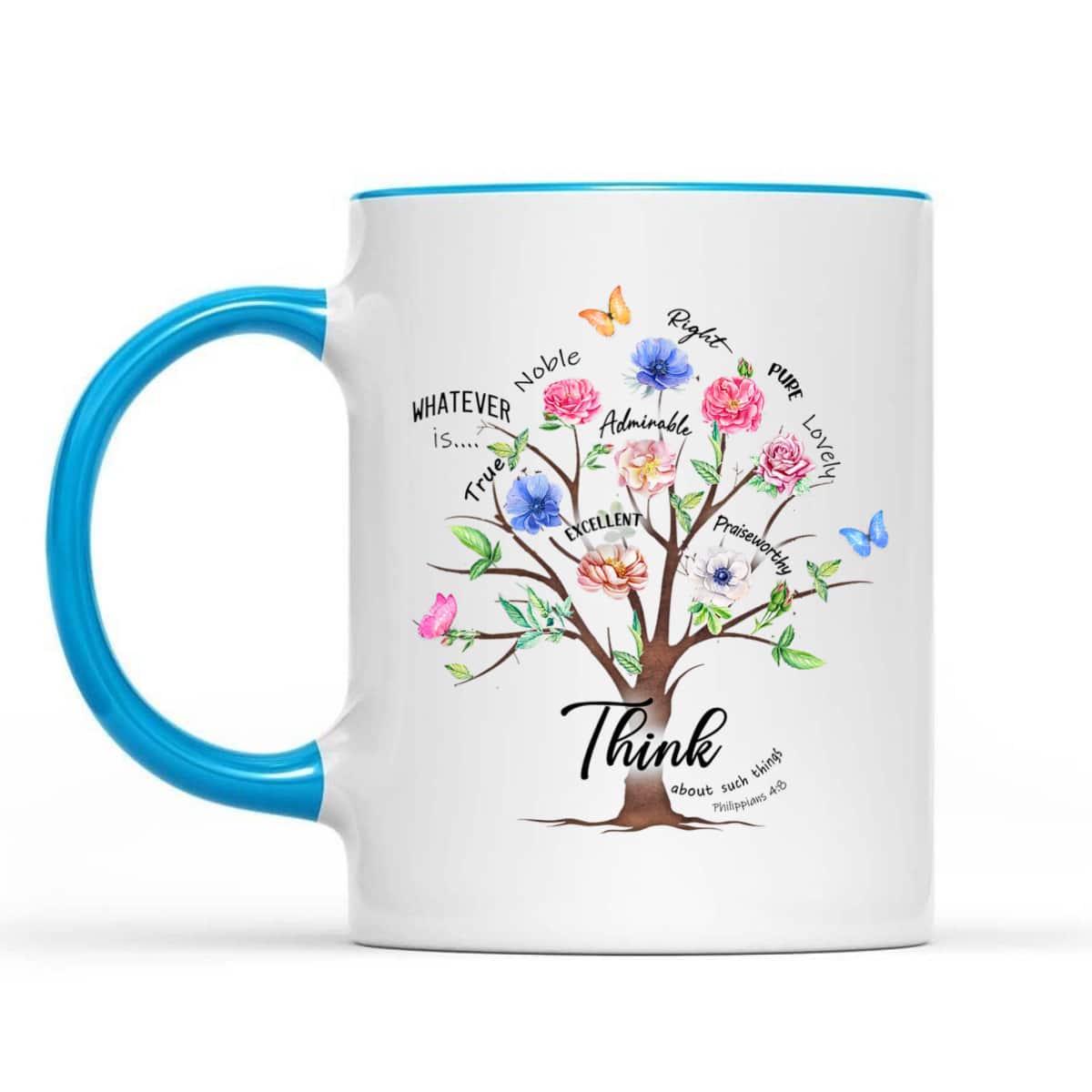 Jesus Flower Butterfly Think About Such Things Philippians 48 Bible Verse Religious T-Shirt Jesus Flower Butterfly Think About Such Things Philippians 48 Bible Verse Religious T-Shirt