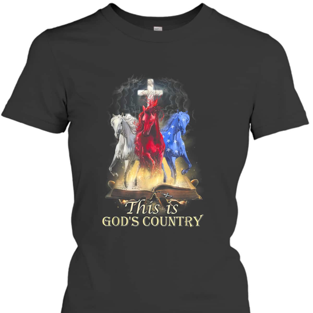 This Is God‘s Country T-Shirt Cool Horses Running In Halo Of Bible This Is God‘s Country T-Shirt Cool Horses Running In Halo Of Bible