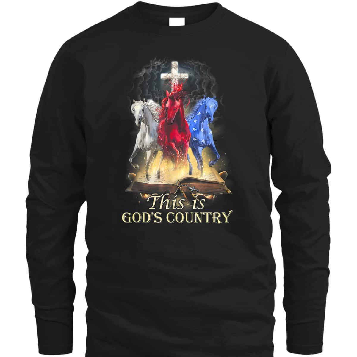 This Is God‘s Country T-Shirt Cool Horses Running In Halo Of Bible This Is God‘s Country T-Shirt Cool Horses Running In Halo Of Bible