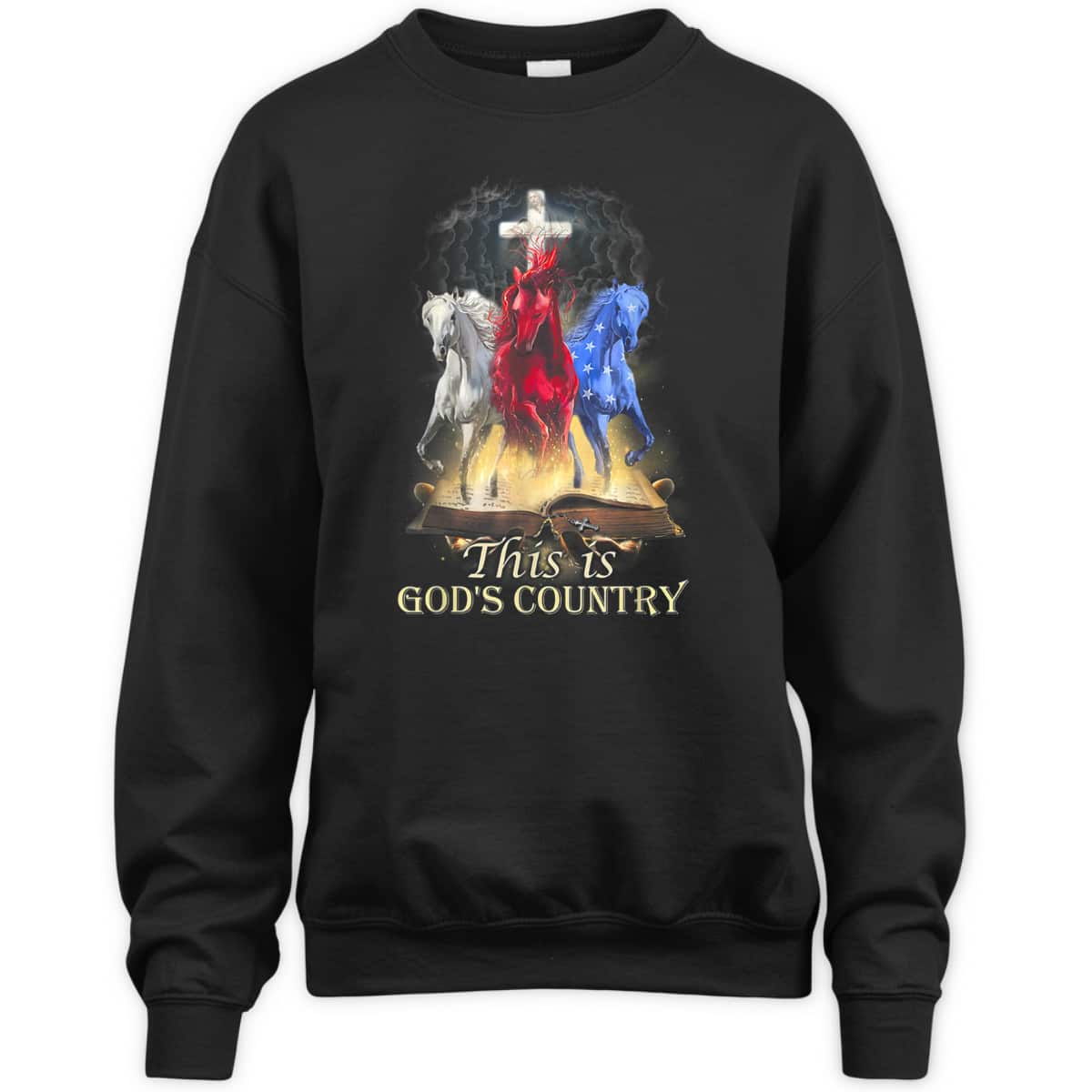 This Is God&lsquo;s Country T-Shirt Cool Horses Running In Halo Of Bible