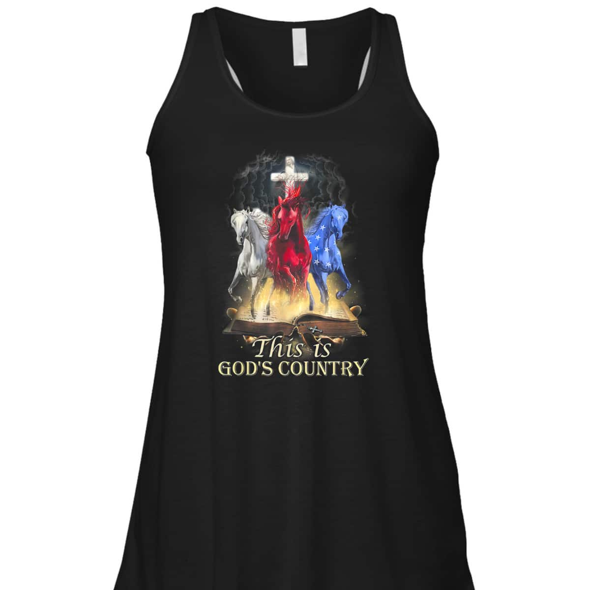 This Is God&lsquo;s Country T-Shirt Cool Horses Running In Halo Of Bible
