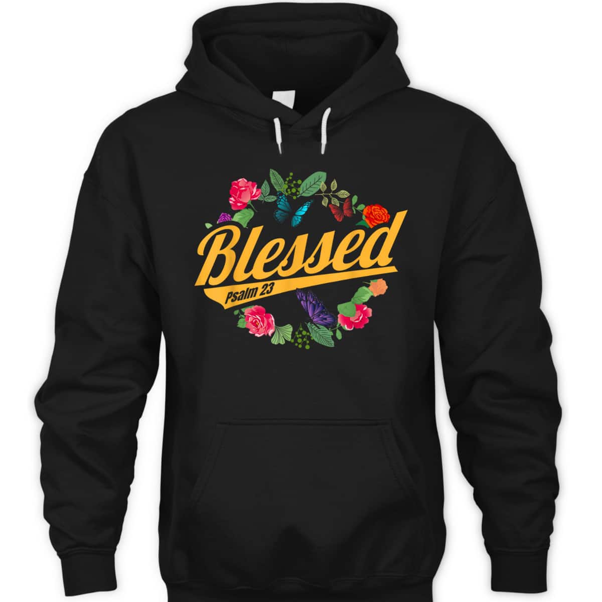 Blessed Psalm 23 With Flower And Butterfly T-Shirt Christian Bible Verse Gift