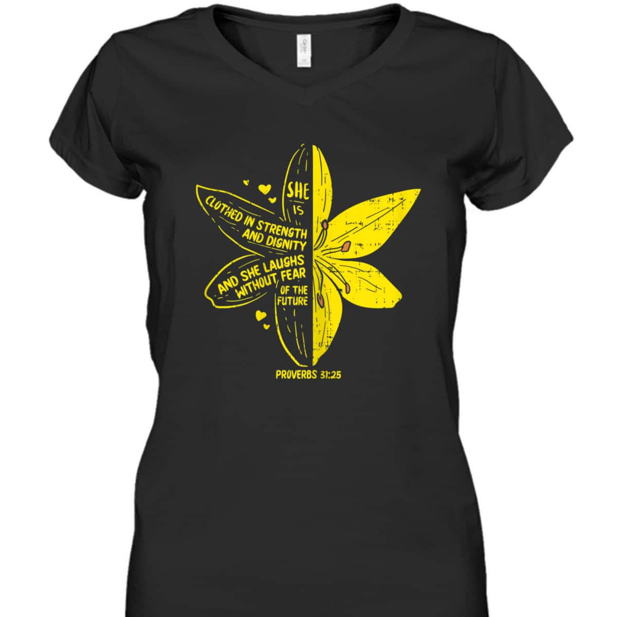 She's Clothed In Strength And Dignity T-Shirt Proverbs 31:25 Bible Verse Christian Gift