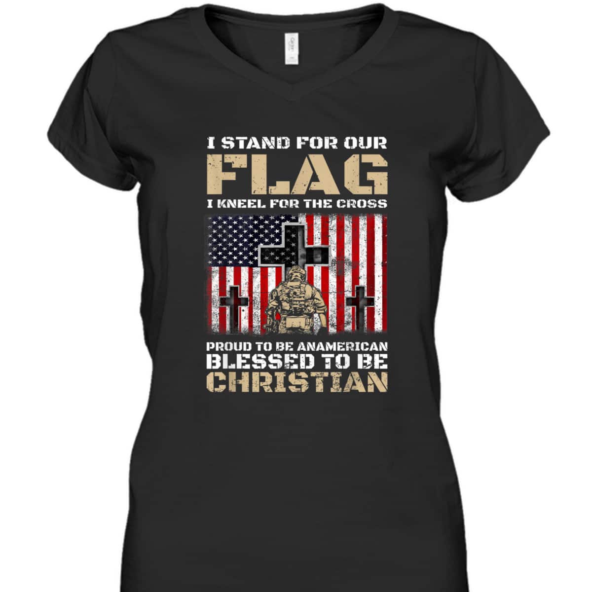 I Stand For The Flag Kneel For The Cross Blessed To Be Christian Memorial Day T-Shirt I Stand For The Flag Kneel For The Cross Blessed To Be Christian Memorial Day T-Shirt
