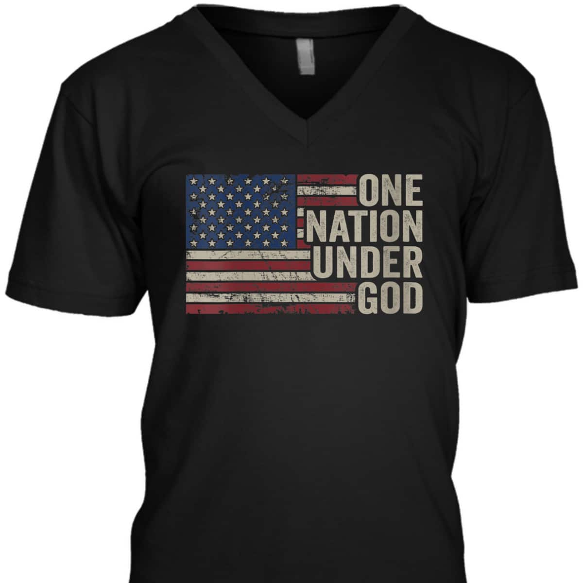 4th Of July T-Shirt One Nation Under God USA Vintage American Flag 4th Of July T-Shirt One Nation Under God USA Vintage American Flag