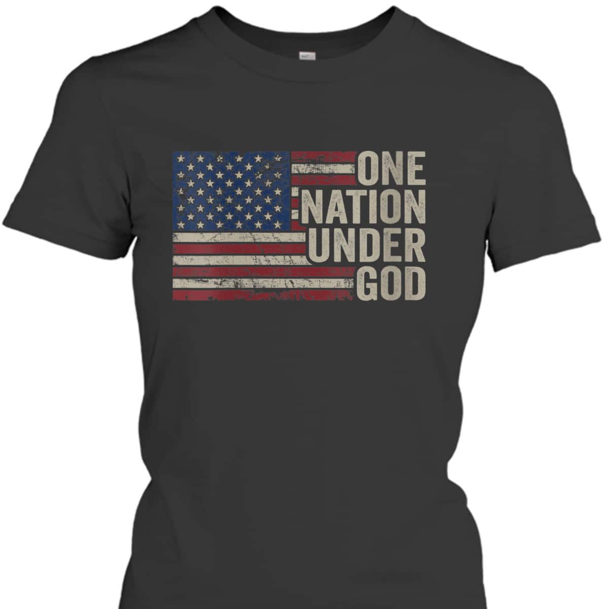 4th Of July T-Shirt One Nation Under God USA Vintage American Flag 4th Of July T-Shirt One Nation Under God USA Vintage American Flag