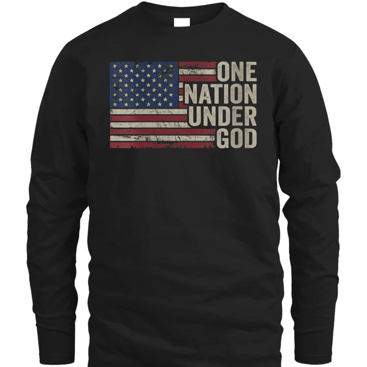 4th Of July T-Shirt One Nation Under God USA Vintage American Flag 4th Of July T-Shirt One Nation Under God USA Vintage American Flag