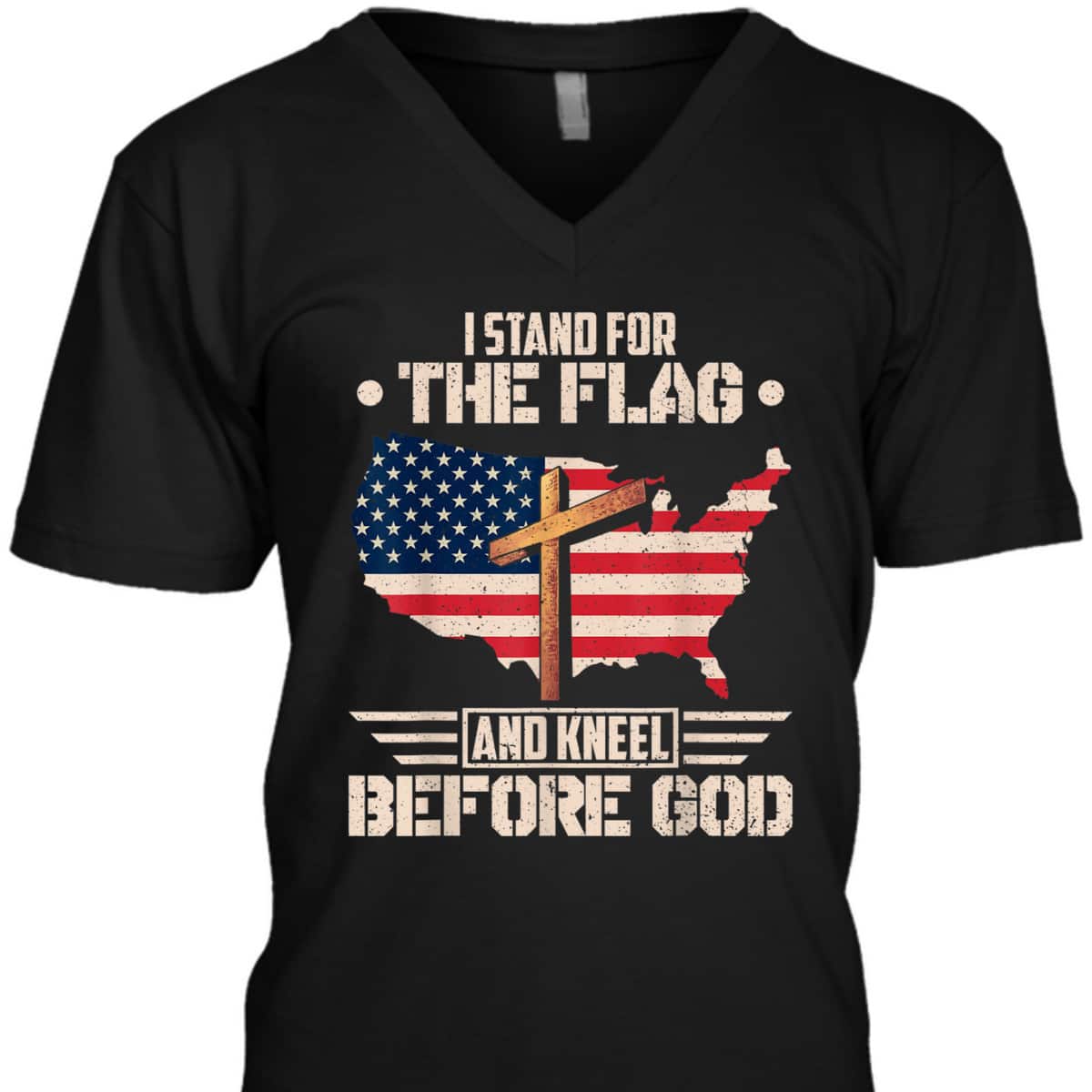 I Stand For The Flag Kneel Before God US American Flag Christian Cross T-Shirt I Stand For The Flag Kneel Before God US American Flag Christian Cross T-Shirt