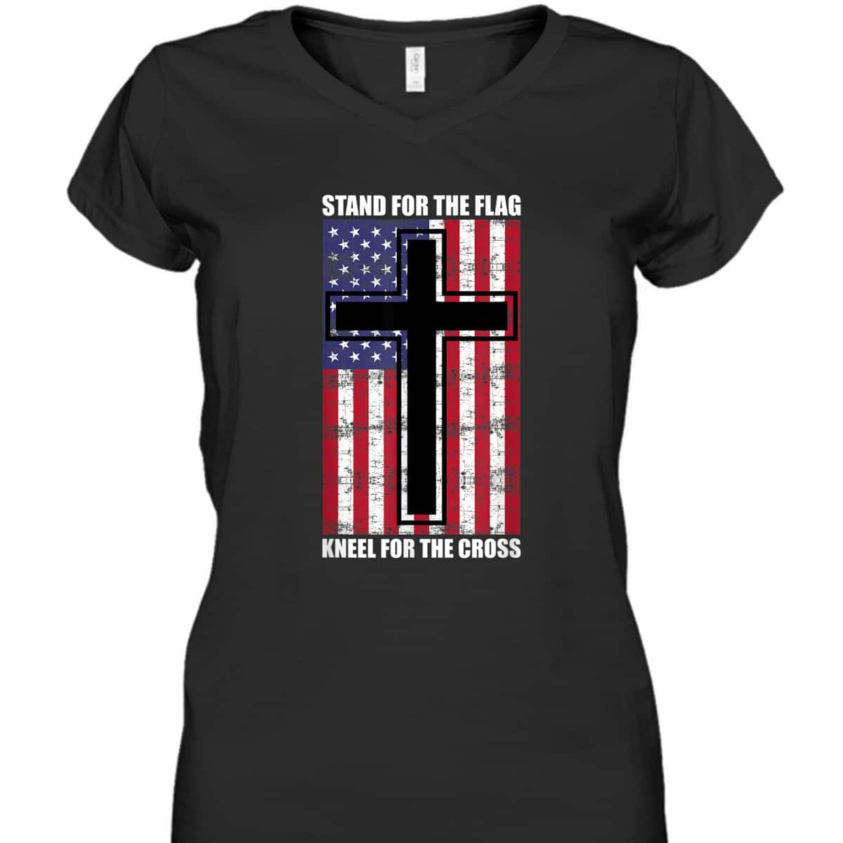 Stand For The Flag T-Shirt Kneel For The Cross Stand For The Flag T-Shirt Kneel For The Cross