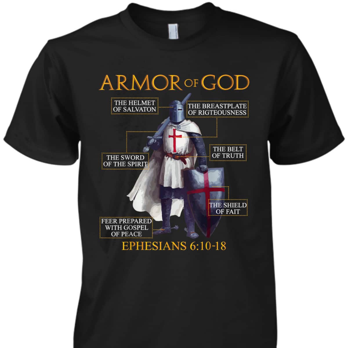 Armor Of God T-Shirt Ephesians Bible Verse Religious Christian Gift