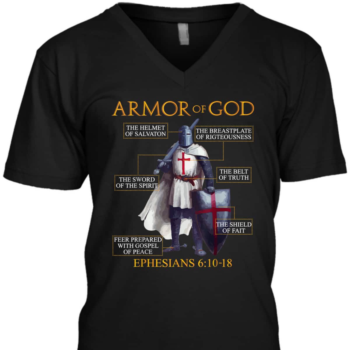 Armor Of God T-Shirt Ephesians Bible Verse Religious Christian Gift