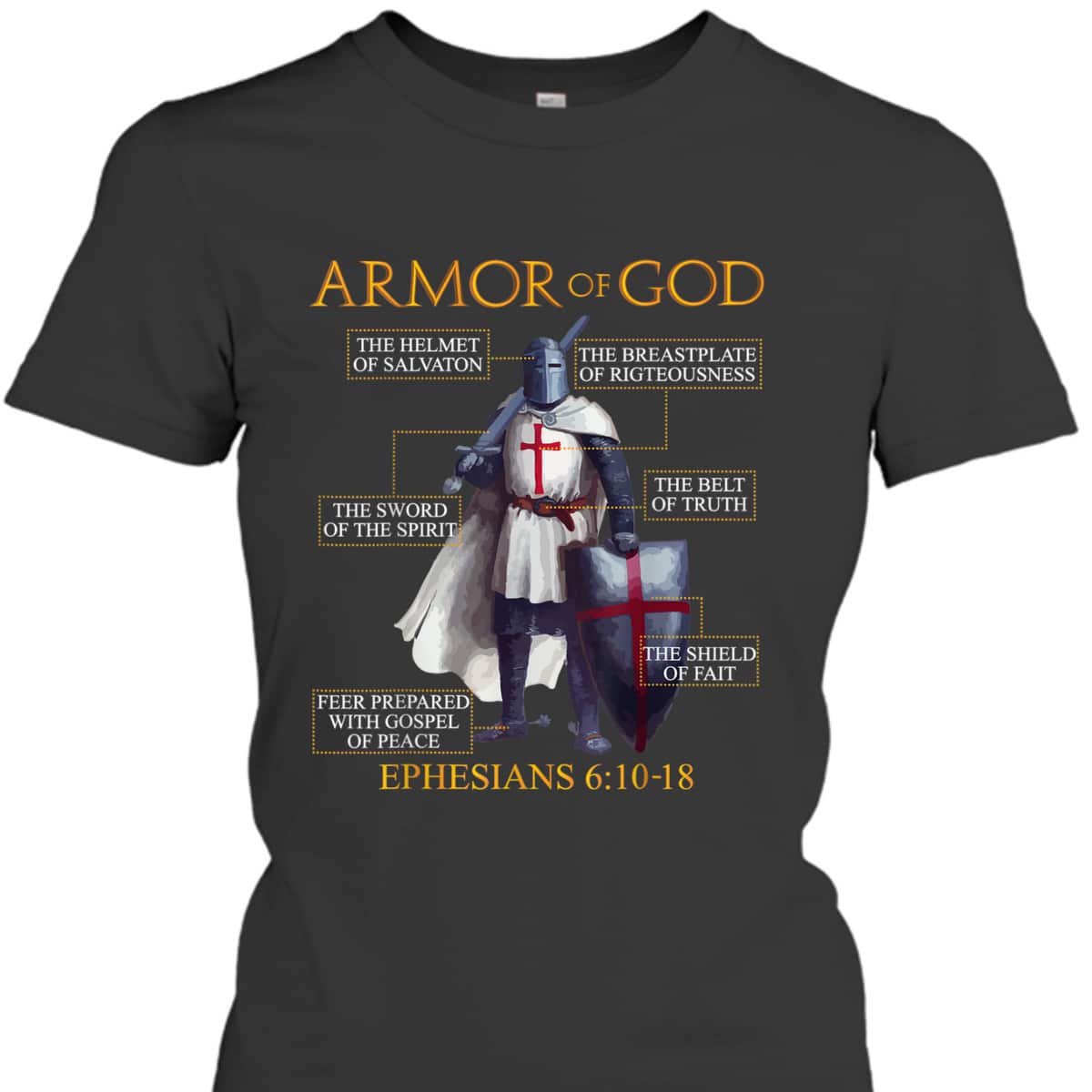 Armor Of God T-Shirt Ephesians Bible Verse Religious Christian Gift