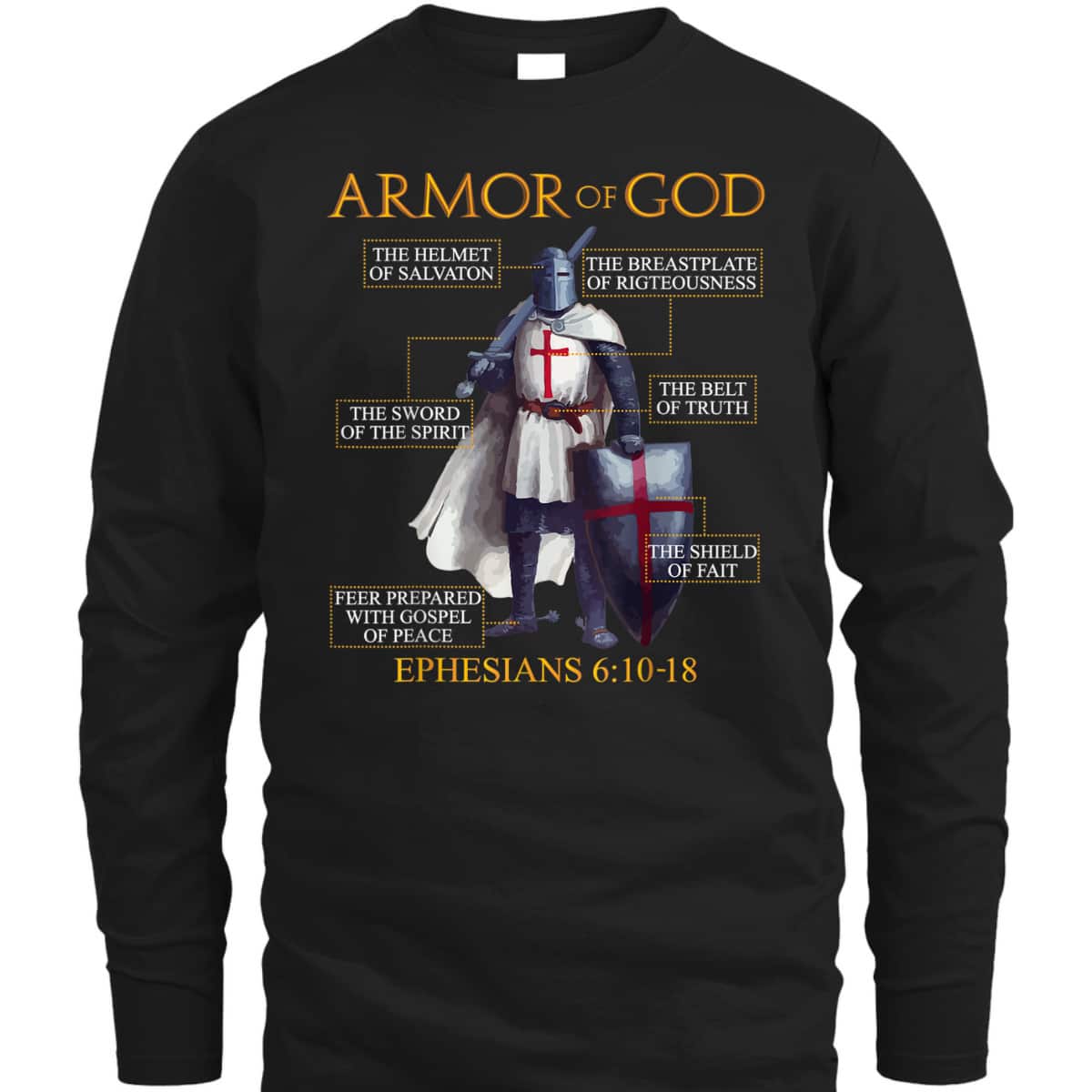 Armor Of God T-Shirt Ephesians Bible Verse Religious Christian Gift