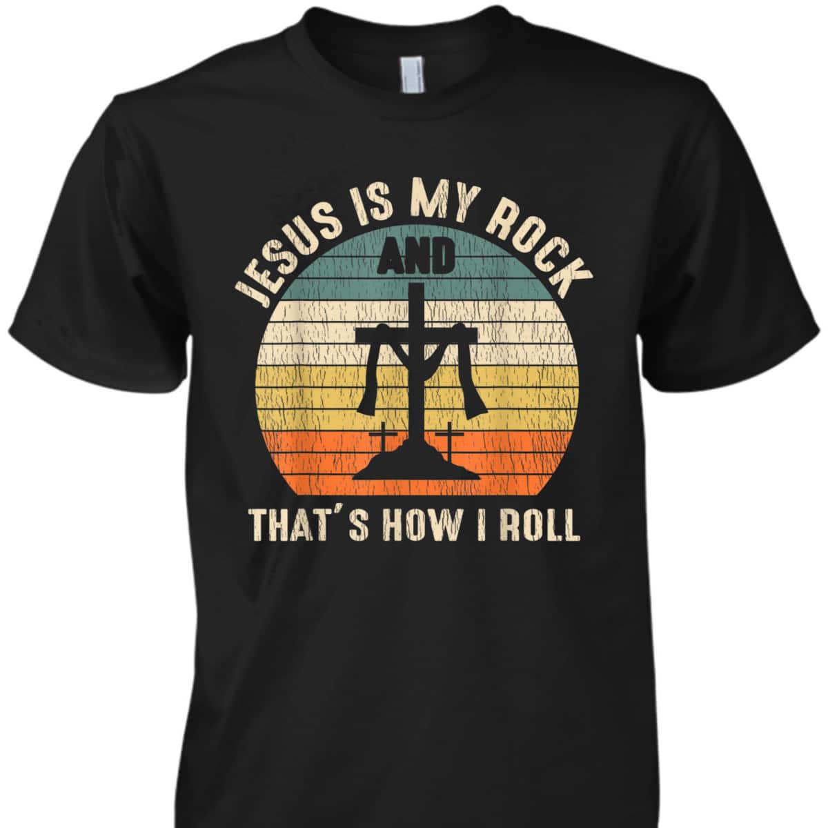 Jesus Is My Rock Jesus Christ Lover Vintage Cross Christian T-Shirt