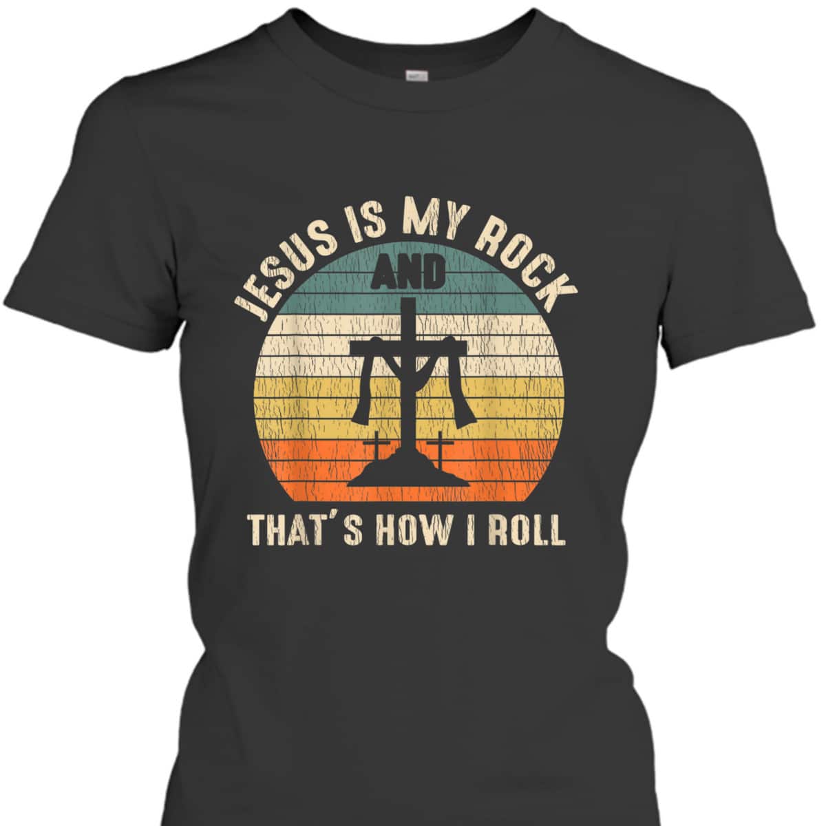 Jesus Is My Rock Jesus Christ Lover Vintage Cross Christian T-Shirt